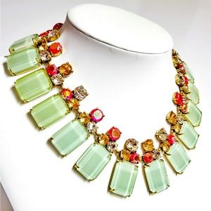 J.Crew Frosted Lucite Statement Necklace Frosted Mint Light Gold Ox Plating